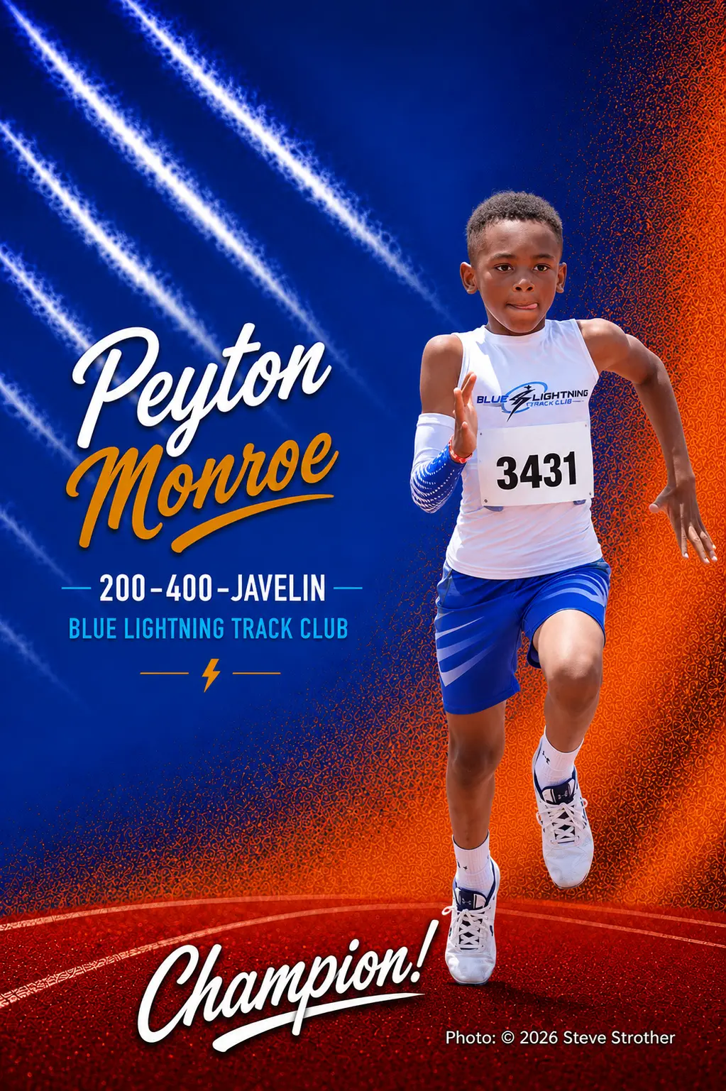 Blue Lightning Champion Peyton Monroe running