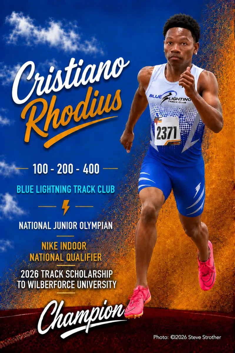 Blue Lightning Champion Cristiano Rhodius sprinting