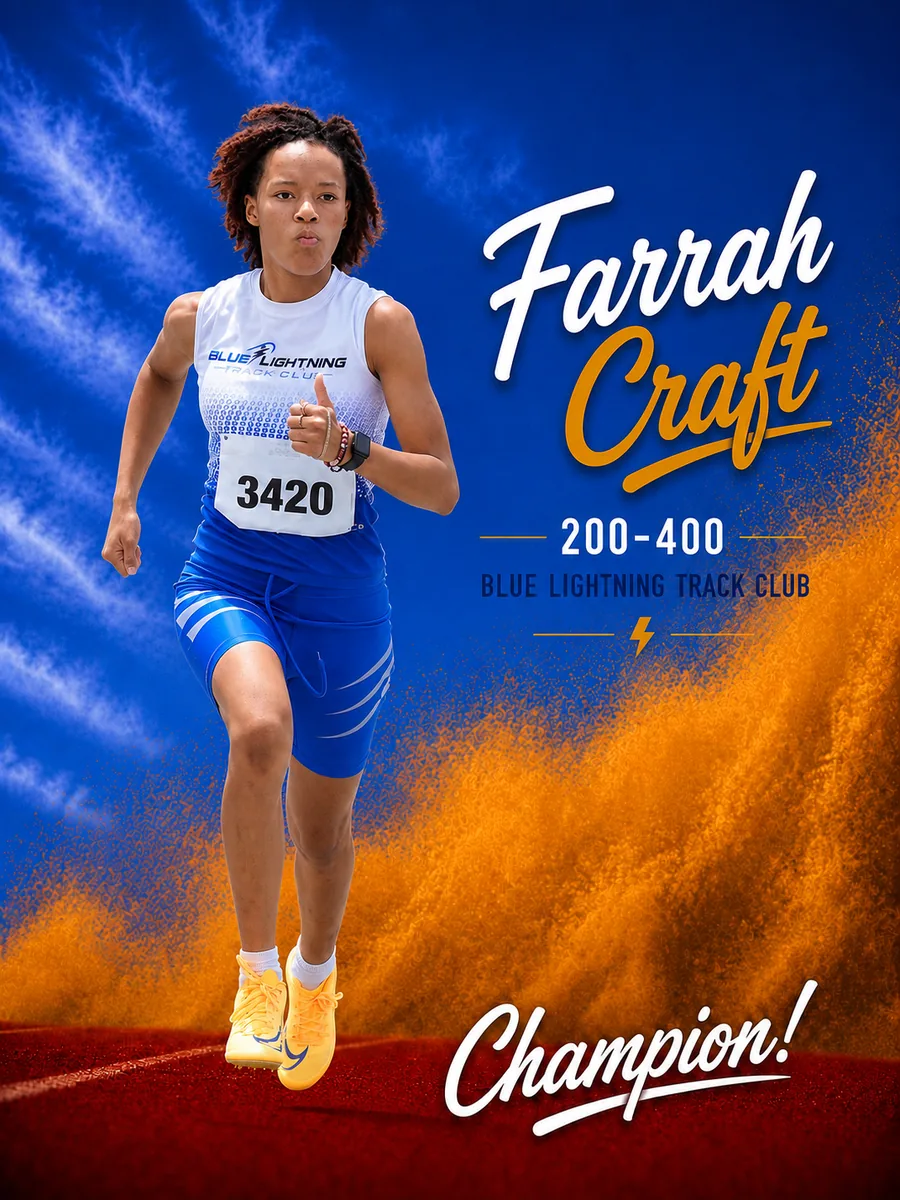 Blue Lightning Champion Farrah Craft sprinting