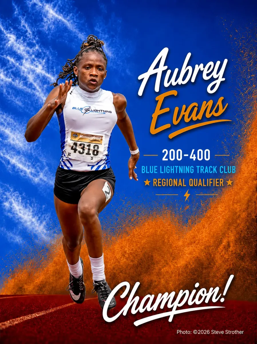 Blue Lightning Champion Aubrey Evans sprinting