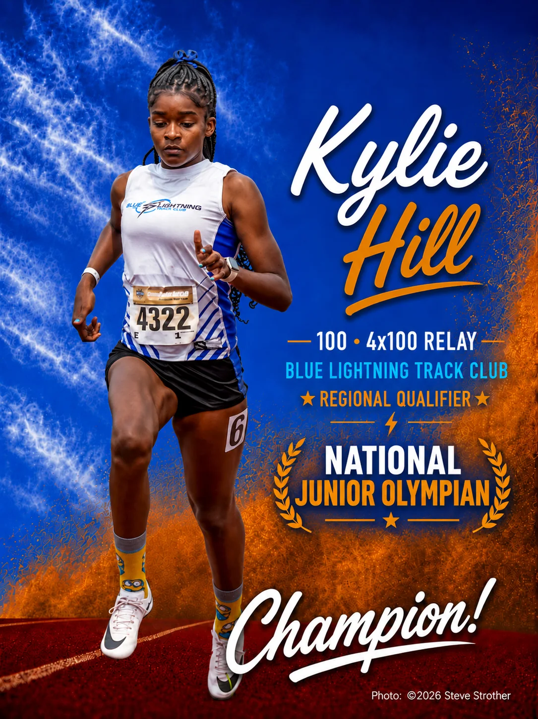 Blue Lightning sprinter Kylie Hill featured for the 100m and 4x100 relay