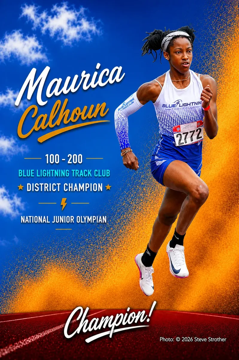 Blue Lightning Champion Maurica Calhoun sprinting