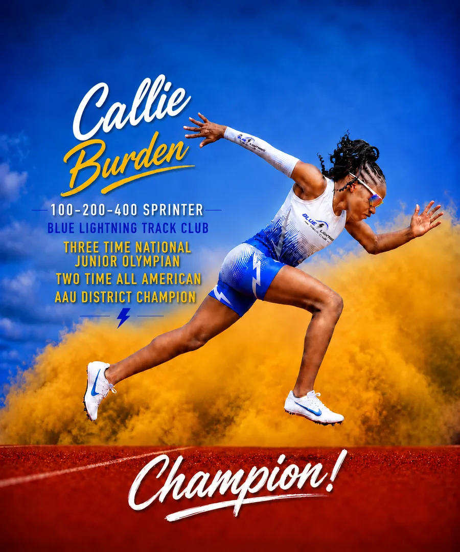 Blue Lightning Champion Callie Burden sprinting